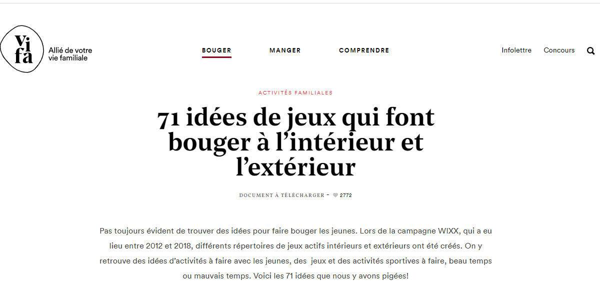 71 idées de jeux qui font bouger à l’intérieur et l’extérieur
